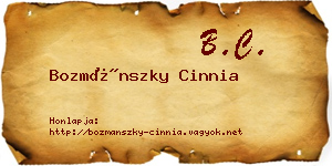 Bozmánszky Cinnia névjegykártya